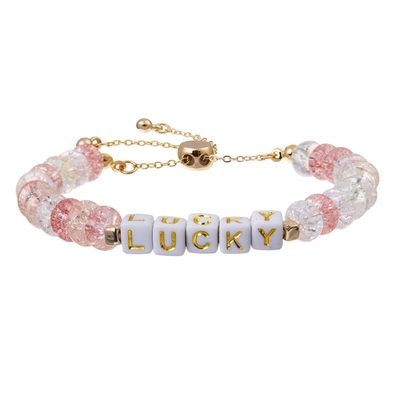 Pas de Vierkante Gouden Regelbare Armband van Brievenparels met Gebarsten Crystal Beads aan