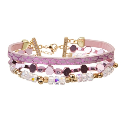 Plaatste de Glanzende Roze Multi de Laag Stapelbare Armband van de Bohostijl 6,5“ voor Vrouwen