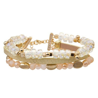 Wit Crystal Beaded 6,5“ Regelbare Geparelde Armband Vastgestelde Gift voor haar
