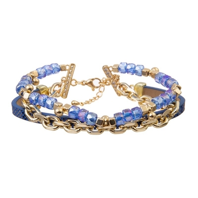 Glanzend Blauw Crystal Handmade Beads Bracelets Set Regelbare 6.5in