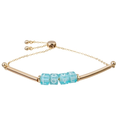 Van de Brievenparels van de Boho de Blauwe Liefde Armband van de de Kettingsverbinding Gouden met Metaalbuis