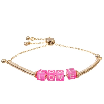 Van de de Armbanden Roze Liefde van de Boho Gouden Ketting de Brievenparels Regelbare Hypoallergenic