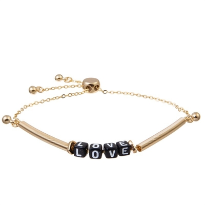De unisex- van de Kettingsarmbanden van Boho Gouden Parels van de de Liefdebrief Zwarte met Regelbare Metaalbuis