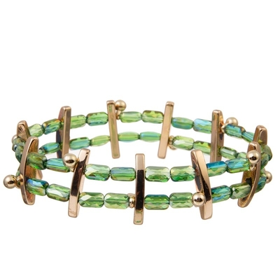 De met de hand gemaakte Groene Parel Elastisch Crystal Dainty Bracelet Stackable van het Glaszaad