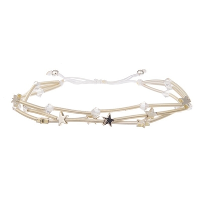 Zilveren Stapelbare Geparelde Elastische Armband van Boho de Multiparels voor de Lentemanier