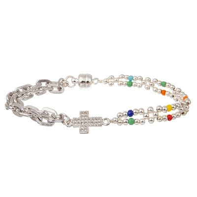 Zilveren Stapelbare Geparelde Elastische Armband van Boho de Multiparels voor de Lentemanier