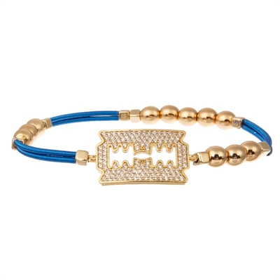 De gouden Zircon-Elastische Met de hand gemaakte Armband van de Bladcharme met het Metaalparels van het Gitaarkoord