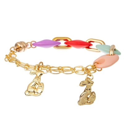 De gouden Armband van Pasen van de Konijncharme Stapelbare Geparelde Elastische voor Vrouw
