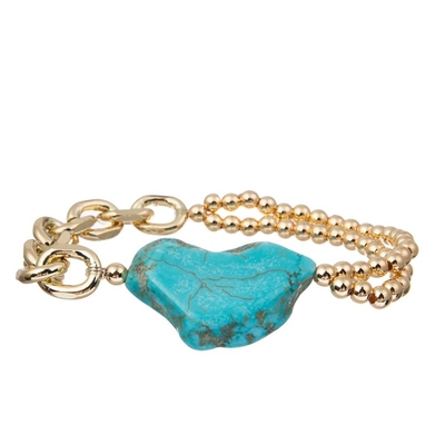 De gouden Gift van de de Armband Natuurlijke Turkooise Geestelijke Gezondheid van de Metaalbal Geparelde Steen