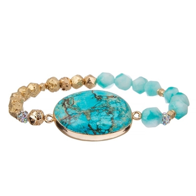 De zwarte van de de Energiebescherming van Lijn Natuurlijke Turkooise Parels Gift van de de Armband Geestelijke Gezondheid