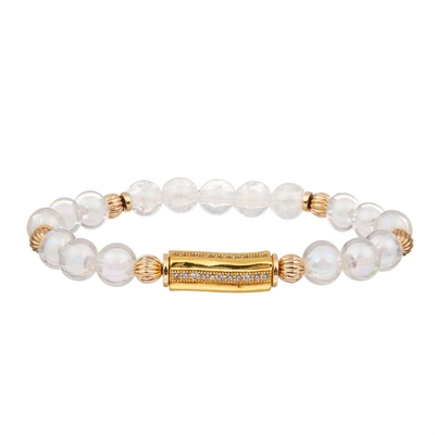Gouden Met de hand gemaakte Sierlijk van Crystal Beads Stretchy Bracelet Stackable van het Bar Witte Glas