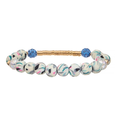 Vastgestelde Elastisch van de gouden van het de Streepkiezelzuur van de Metaalbar Gestreepte de Parels Met de hand gemaakte Armband