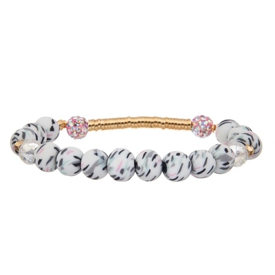 Het gestreepte Streepkiezelzuur parelt de Gouden Met de hand gemaakte Kleur van de Elastische Armband Vastgestelde Mulit van de Metaalbar