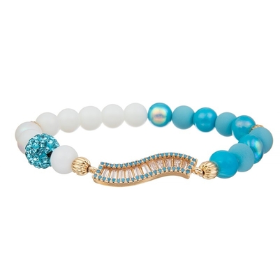Half Witte Halve Blauwe Met de hand gemaakte Sierlijk van Crystal Beads Stretchy Bracelet Stackable