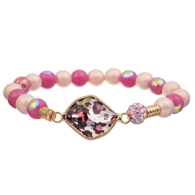 De Met de hand gemaakte Gift van Crystal Beads Stretchy Bracelet Stackable van de luipaarddruk