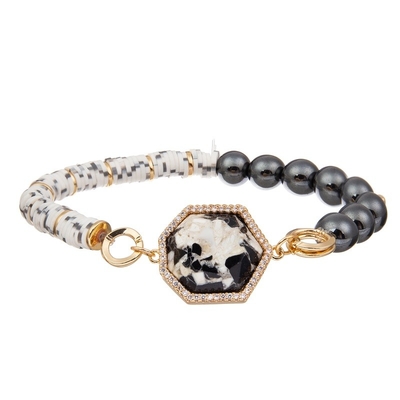Zwart Turkoois Met de hand gemaakt Gepareld die Armbandelastiek voor Vrouwen wordt aangepast