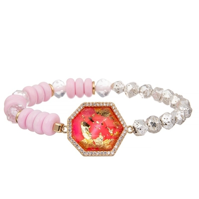 De gouden Armband van Folie Met de hand gemaakte Parels Stapelbaar met Natuurlijk Rood Turkoois