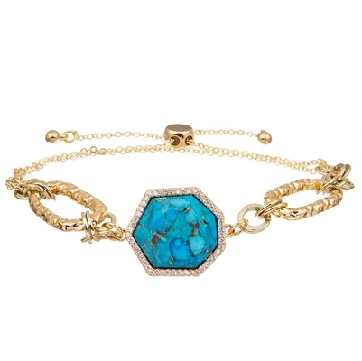De gouden Regelbare Armband van Lijn Natuurlijke Blauwe Turkooise Met de hand gemaakte Parels