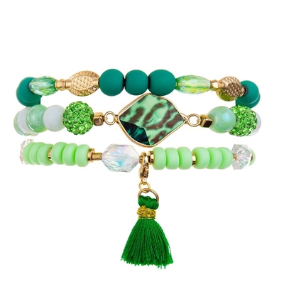 Groene Stapelbare Met de hand gemaakte Sierlijk van Crystal Beads Minimalist Stretchy Bracelet