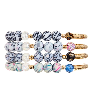 Vastgestelde Elastisch van de gouden van het de Streepkiezelzuur van de Metaalbar Gestreepte de Parels Met de hand gemaakte Armband