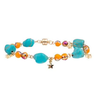 Onregelmatigheid Blauw Turkoois Elastisch Crystal Bracelets With Magnetic Button