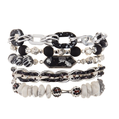 Van het het Witpuntleer van de Bohostijl Stapelbare de Armband Vastgestelde Met de hand gemaakt voor Verjaardagsgift