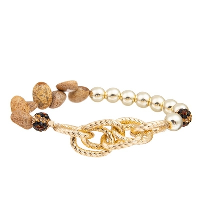 Het Goud van de beeldsteen parelt Met de hand gemaakt Gepareld Armbandelastiek voor de Lenteinzameling