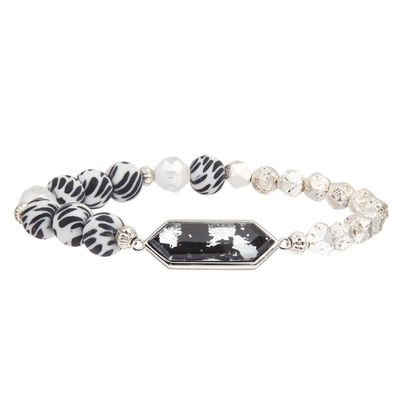 De strook Geplateerde Armbanden van Hematietparels met Zilveren Folie Crystal Charm