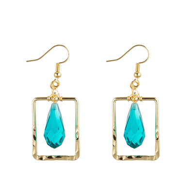 Crystal Glass Handmade Beaded Earring-Daling vormde Blauw/Groen