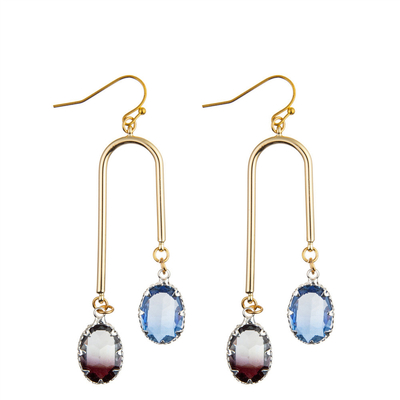 De multioorringen van de de Haakdaling van Kleurencrystal dangle earrings oval zircon