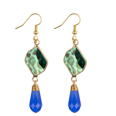 De goud Geplateerde Onregelmatige Vorm van Effectcrystal pendant gemstone stud earrings voor Vrouwen