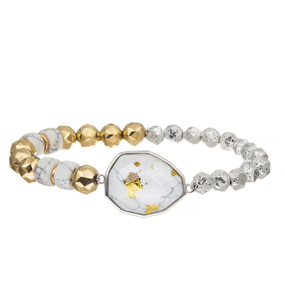 Natuurlijk Kwarts Gefacetteerd de Armbandgoud van Agaat Met de hand gemaakt die Parels met Bladgoud wordt geplateerd
