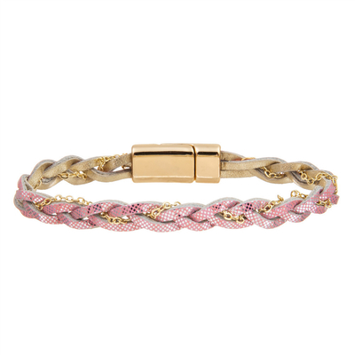 De Echte Leer Gevlechte Armband van vrouwen Met de hand gemaakt met Magnetische Greep