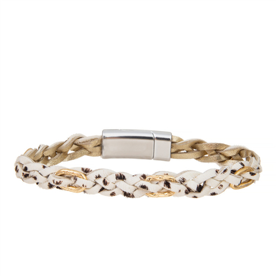 De Echte Leer Gevlechte Armband van vrouwen Met de hand gemaakt met Magnetische Greep