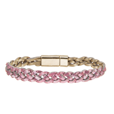 De Echte Leer Gevlechte Armband van vrouwen Met de hand gemaakt met Magnetische Greep