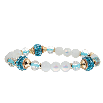 Het agaatglas parelt de Armbandgoud van de Halfedelsteensteen met Diamond Ball Charm wordt geplateerd dat