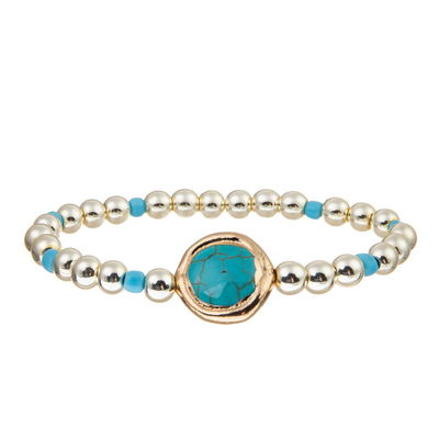 Met de hand gemaakte Goud Geplateerde Elastische het Koperarmband van Hematietparels voor Vrouwen