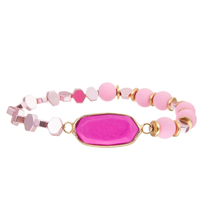 De Boheemse Armbanden van Stijl Met de hand gemaakte Parels met Goud plateerden Roze Diamond Stone