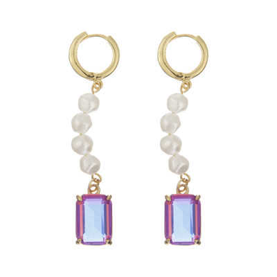 Geplateerde het Goud van de Tegenhangercrystal stone hoop earrings rectangular van de roestvrij staalparel